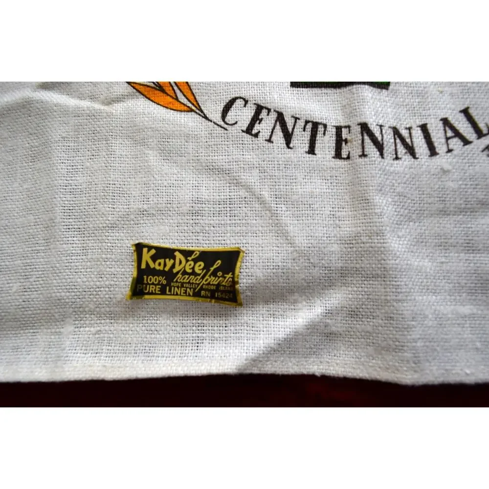 Vtg 1972 Vermont State Grange Centennial Tea Towel – Kay Dee Handprints – Rare!